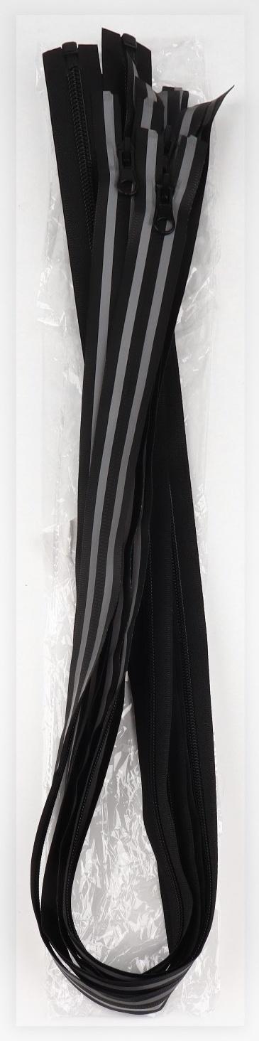 Молния «Спираль», водонепроницаемая, со светоотражающей лентой, №5, разъёмная, замок автомат, 100 см, цвет чёрный/серый