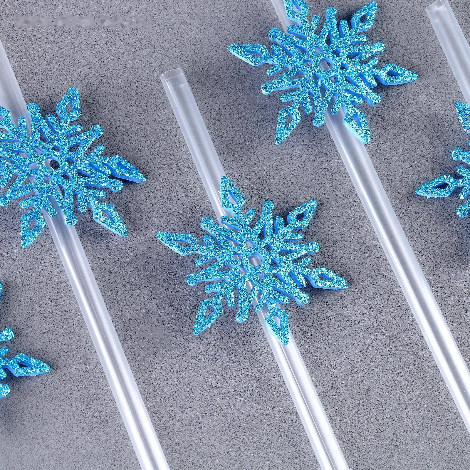 Трубочка «Снежинки», в наборе 6 шт., голубые