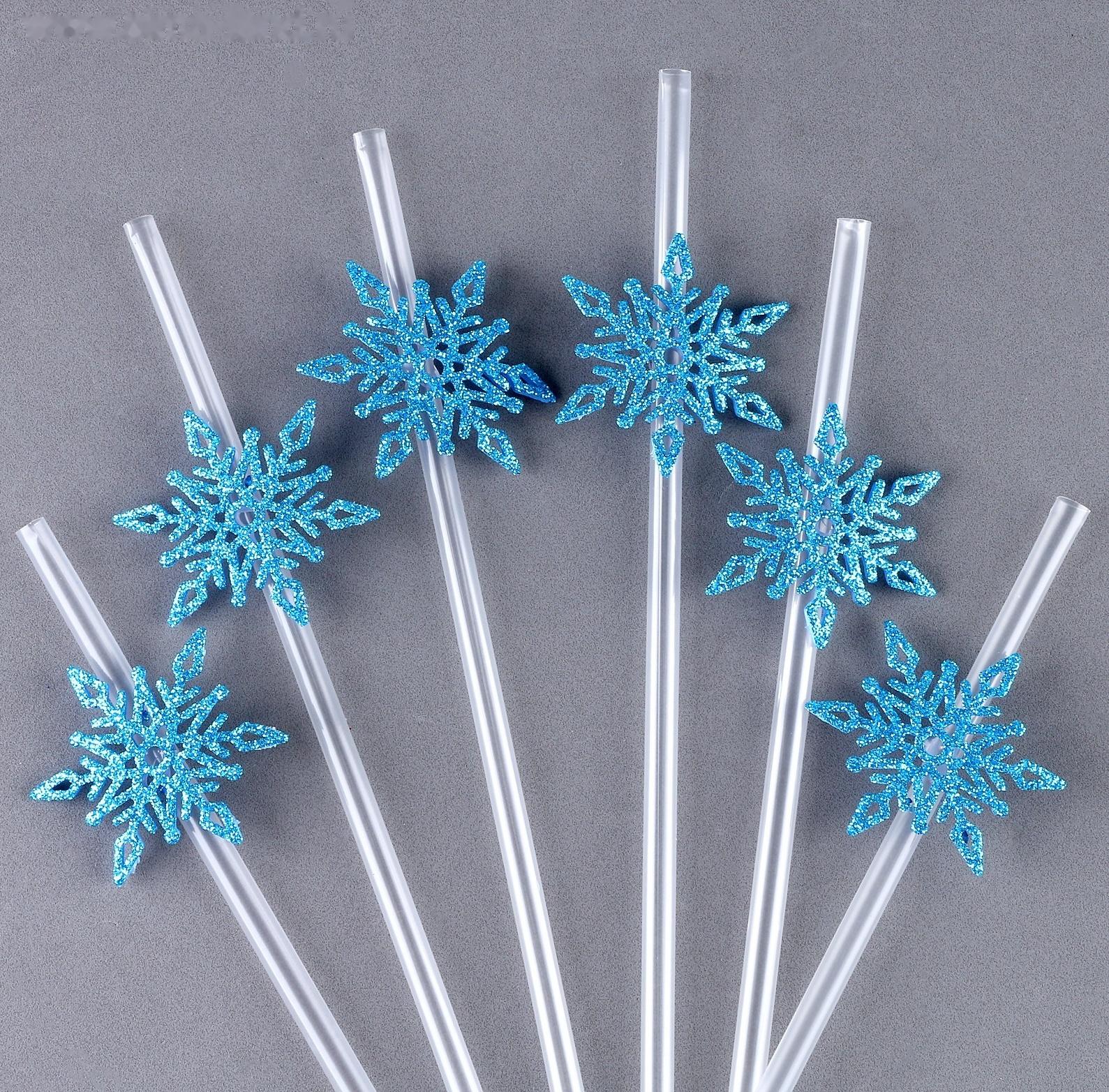 Трубочка «Снежинки», в наборе 6 шт., голубые