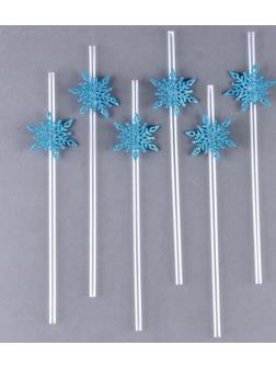 Трубочка «Снежинки», в наборе 6 шт., голубые