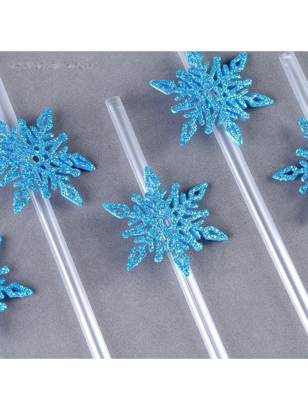 Трубочка «Снежинки», в наборе 6 шт., голубые