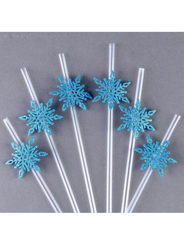 Трубочка «Снежинки», в наборе 6 шт., голубые