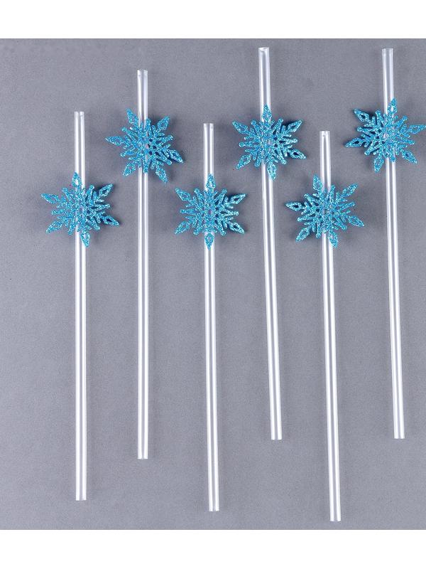 Трубочка «Снежинки», в наборе 6 шт., голубые