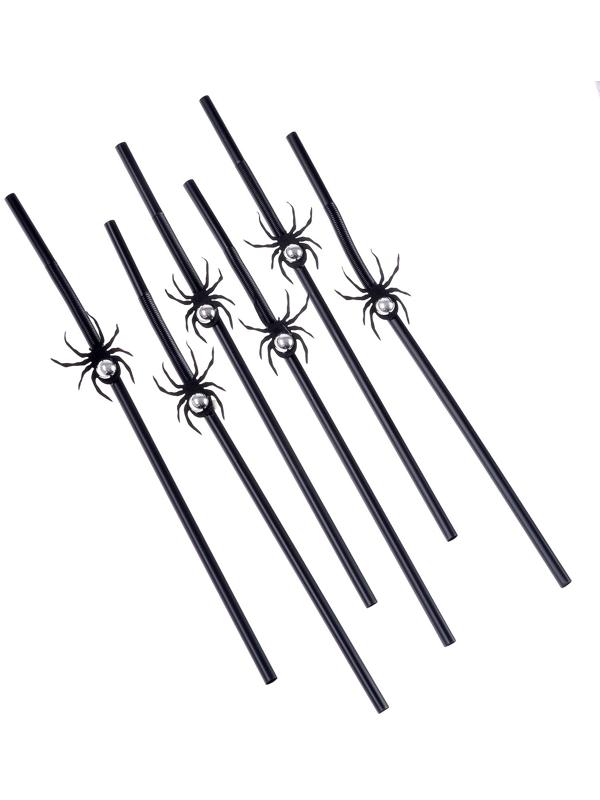 Трубочки «Чёрные пауки», в наборе 6 шт., с серебром