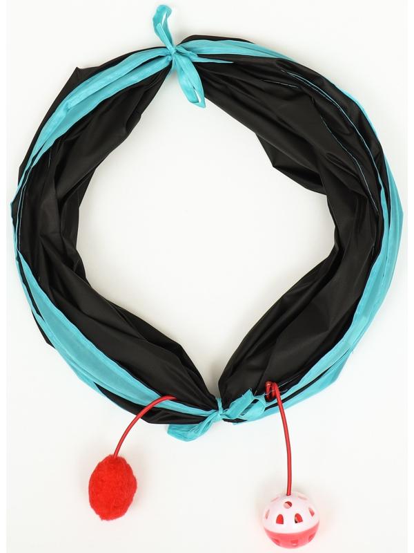 Туннель для кошек с игрушкой, 50 х 25 см, черный/голбой