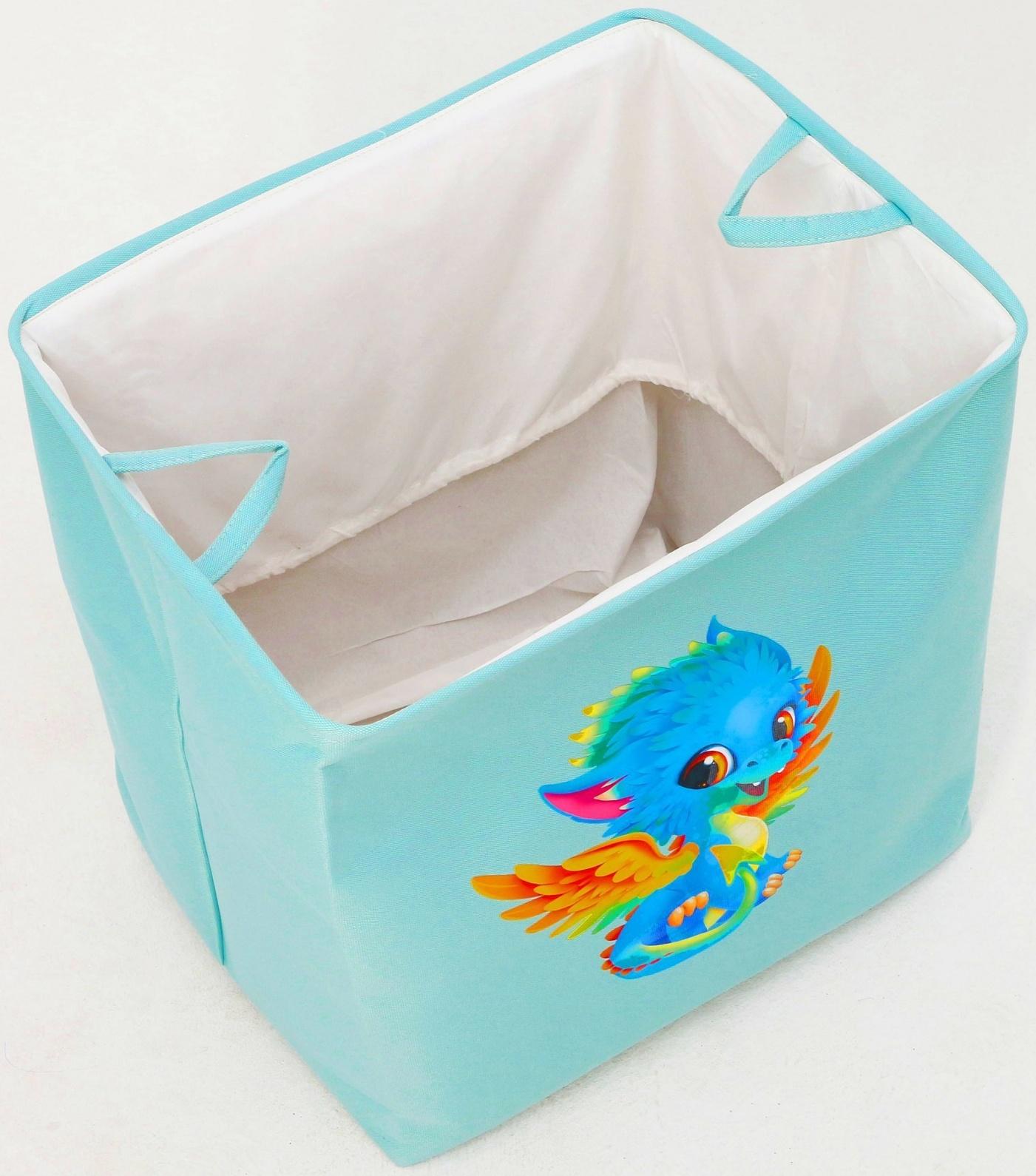 Корзинка для игрушек с затяжкой на веревке, 40 х 50 х 48 см, голубая