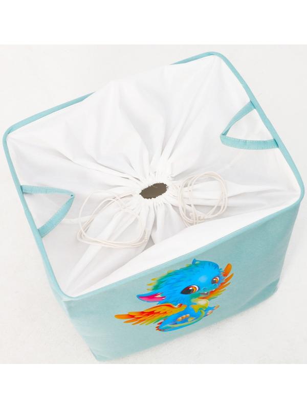 Корзинка для игрушек с затяжкой на веревке, 40 х 50 х 48 см, голубая