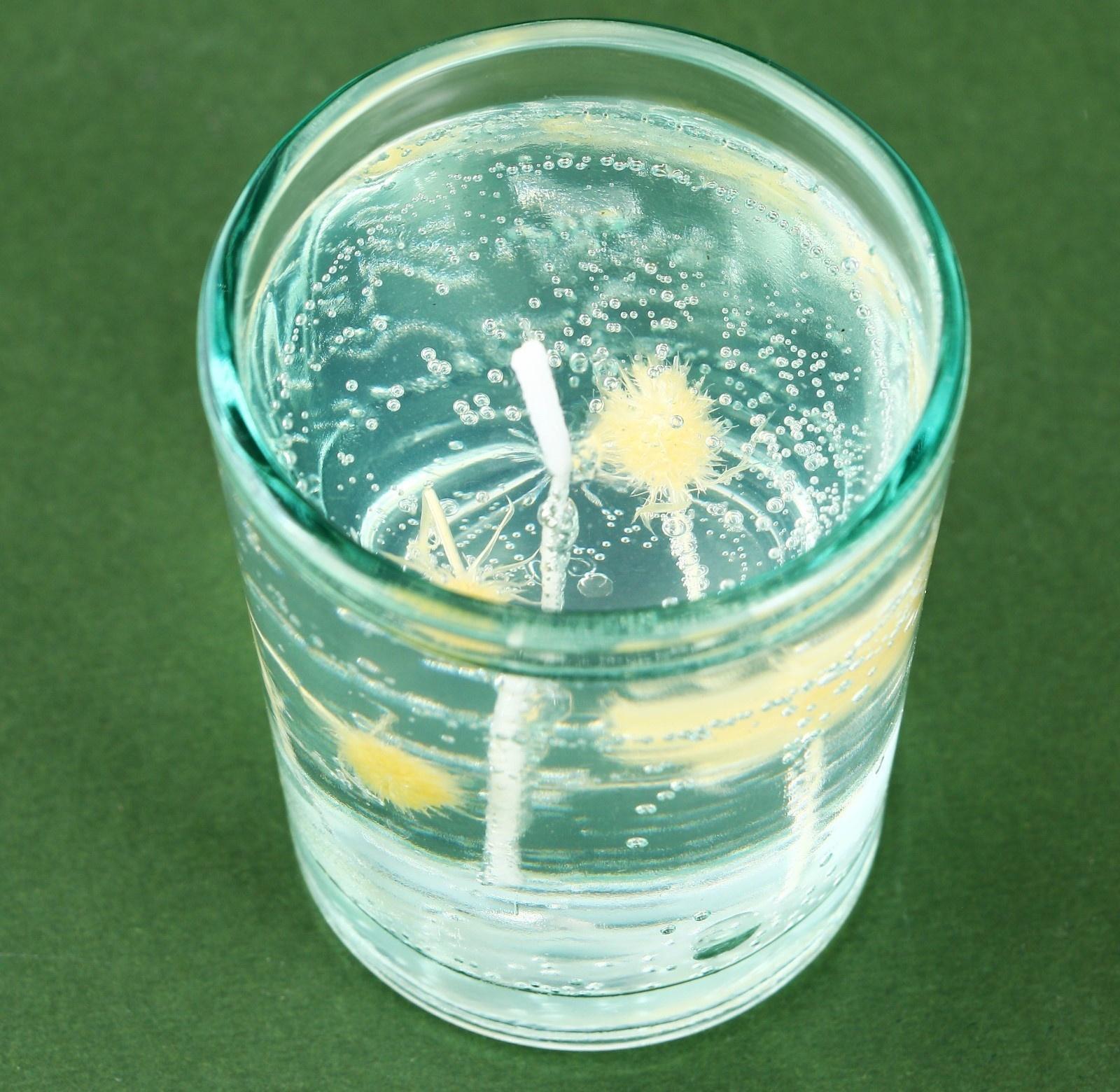 Свеча гелевая в стакане с декором внутри «Цветочнаяя» 5 х 5 х 6 см