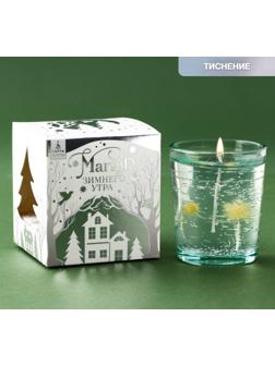 Свеча гелевая в стакане с декором внутри «Цветочнаяя» 5 х 5 х 6 см