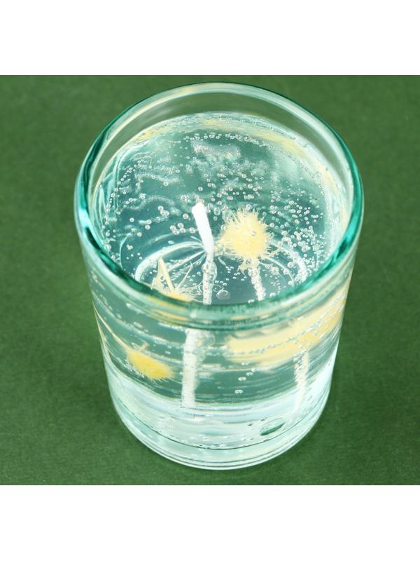 Свеча гелевая в стакане с декором внутри «Цветочнаяя» 5 х 5 х 6 см