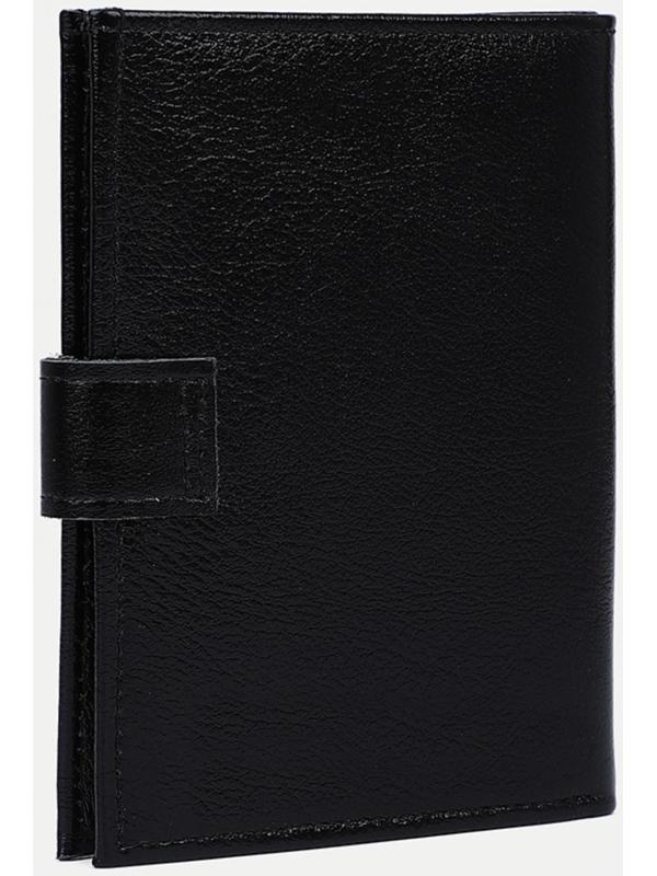 Портмоне на кнопке, 3 в 1, для автодокументов, для паспорта, для купюр, цвет чёрный