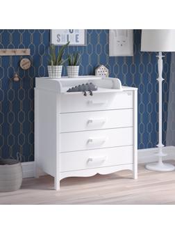 Комод детский с пеленальным столиком Felix, 4 выдвижных ящика, шариковые направляющие, цвет белый