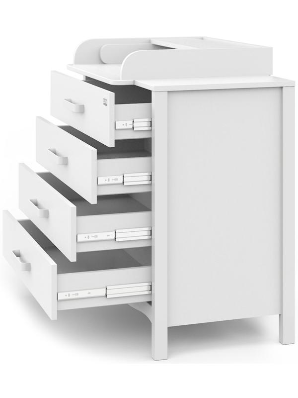 Комод детский с пеленальным столиком Felix, 4 выдвижных ящика, шариковые направляющие, цвет белый