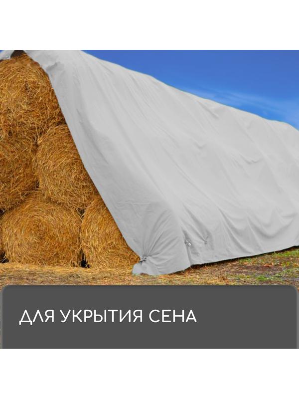 Тент защитный, 8 × 6 м, плотность 60 г/м², люверсы шаг 1 м, тарпаулин, серый
