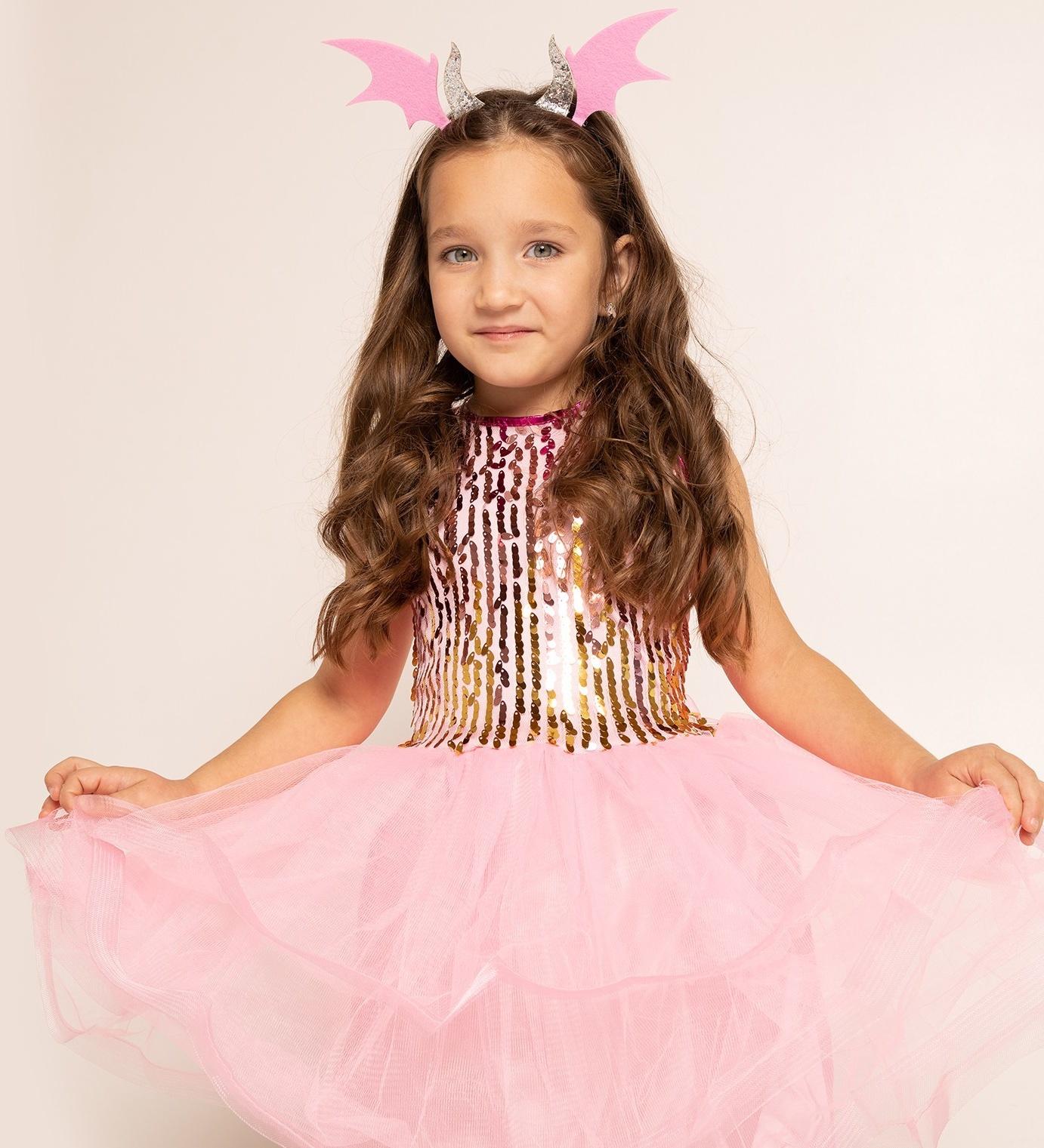 Карнавальный набор «Дракончик»: розовое платье, ободок