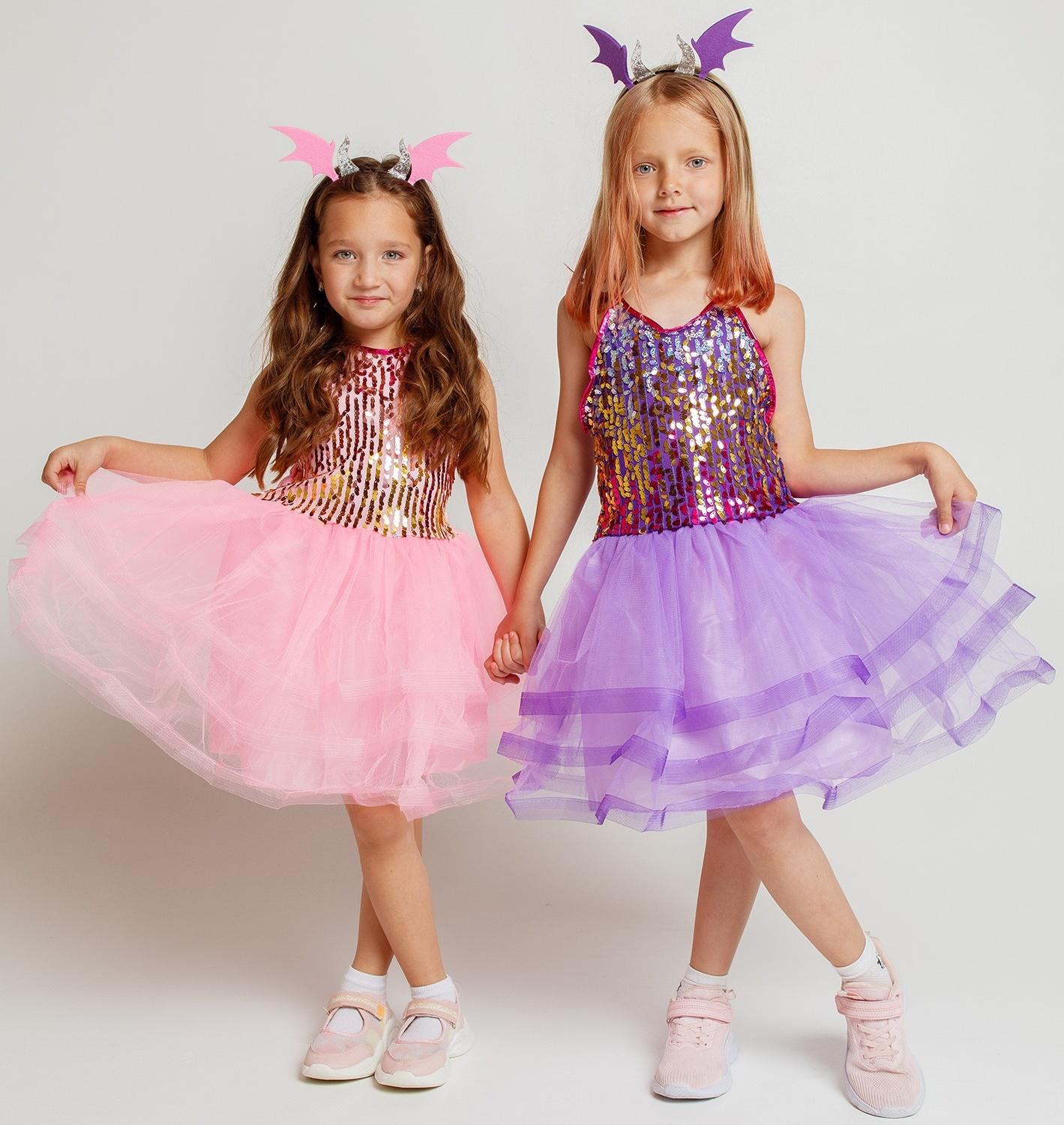 Карнавальный набор «Дракончик»: розовое платье, ободок