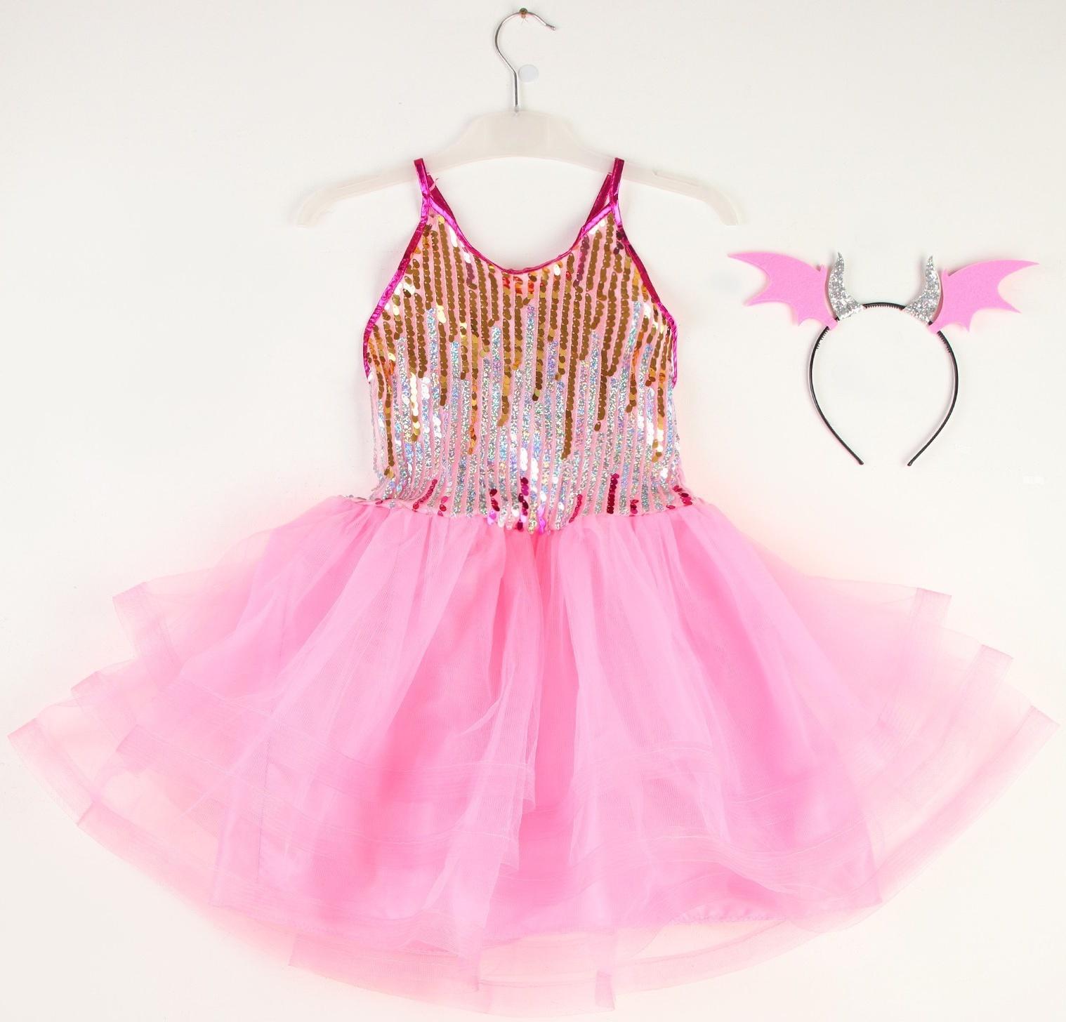 Карнавальный набор «Дракончик»: розовое платье, ободок