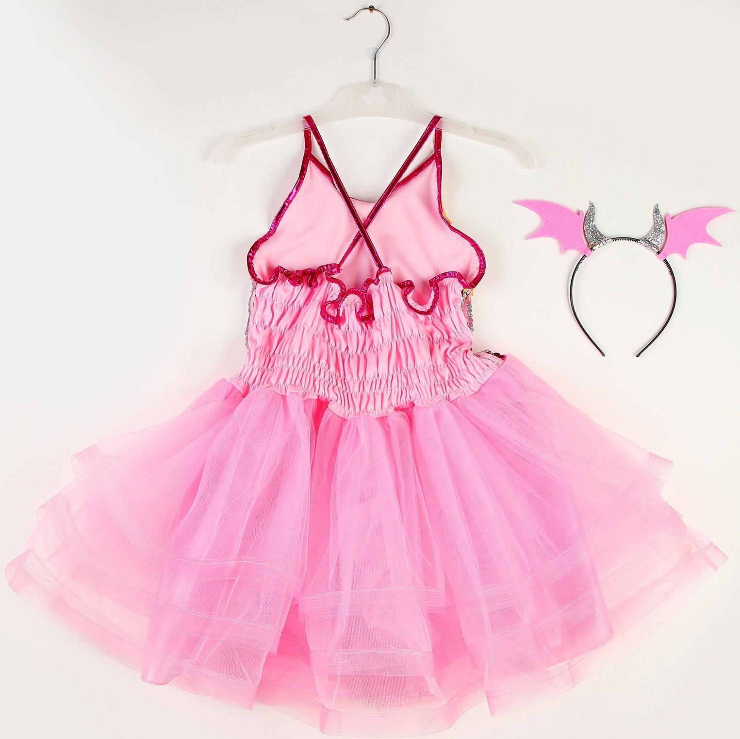 Карнавальный набор «Дракончик»: розовое платье, ободок