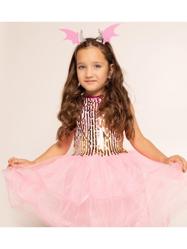Карнавальный набор «Дракончик»: розовое платье, ободок