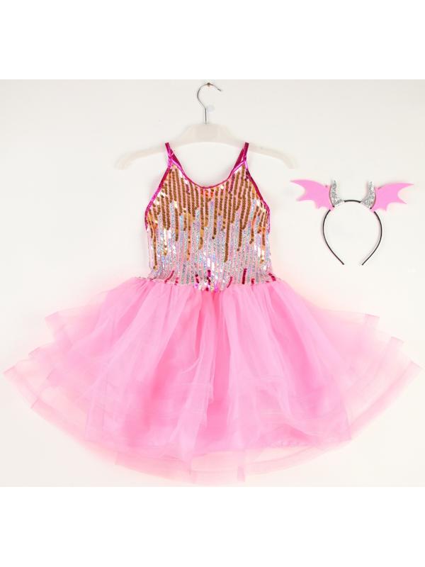 Карнавальный набор «Дракончик»: розовое платье, ободок