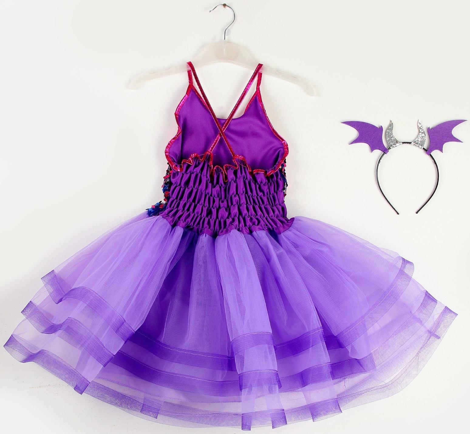 Карнавальный набор «Дракончик»: фиолетовое платье, ободок