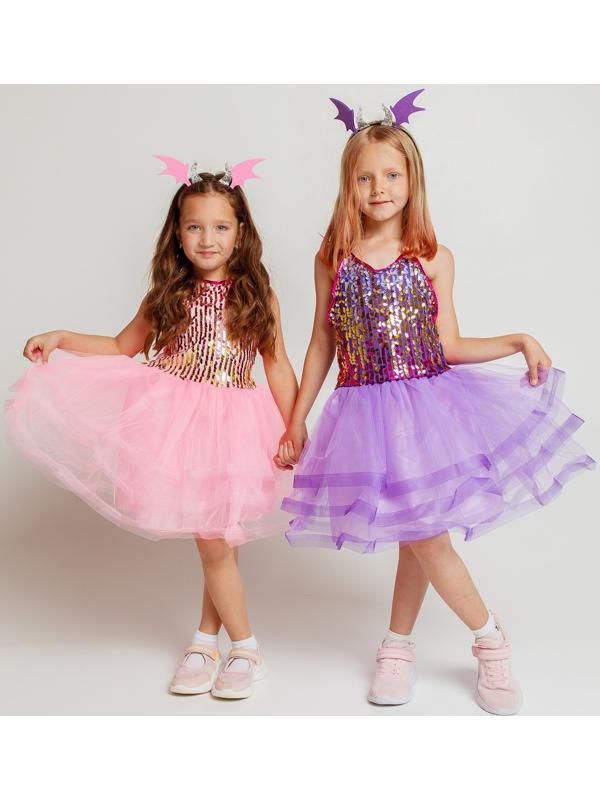 Карнавальный набор «Дракончик»: фиолетовое платье, ободок