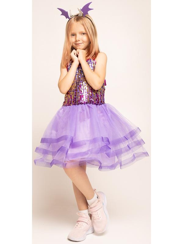 Карнавальный набор «Дракончик»: фиолетовое платье, ободок