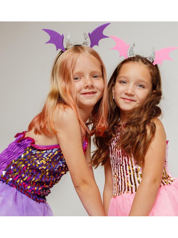 Карнавальный набор «Дракончик»: фиолетовое платье, ободок