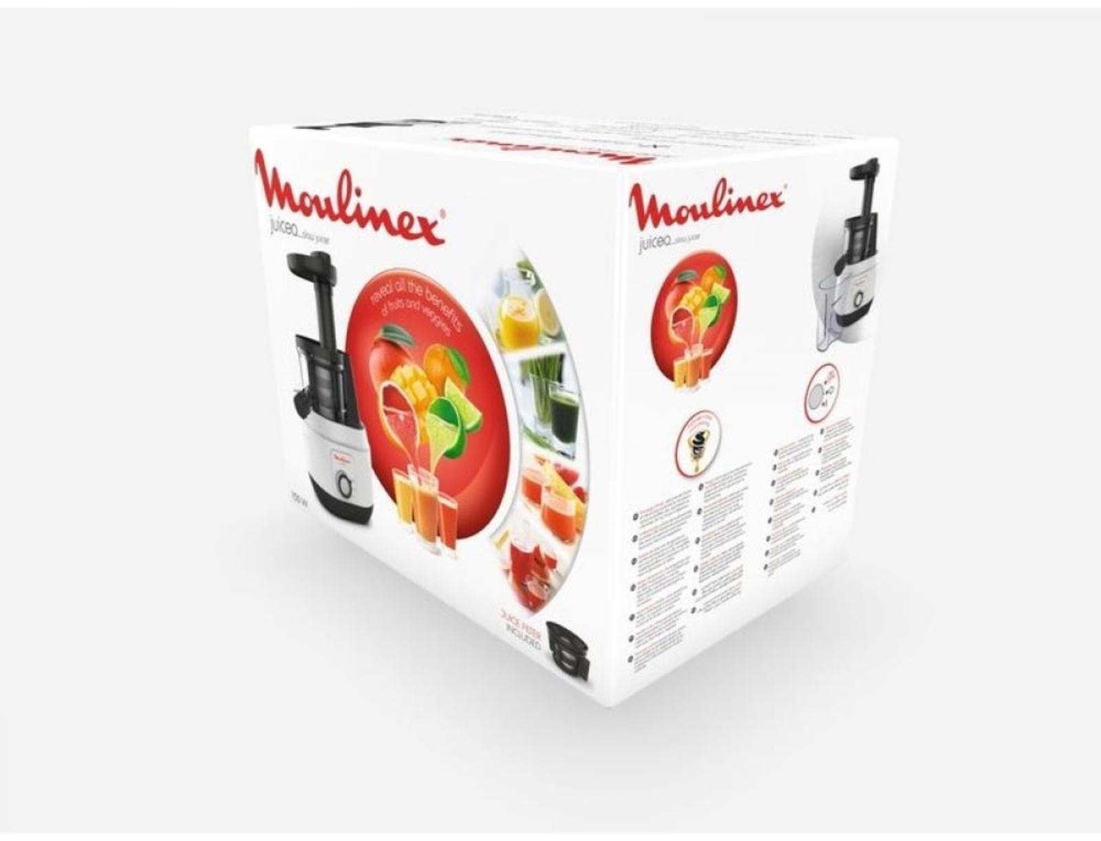 Соковыжималка Moulinex ZU150110, шнековая, 150 Вт, 0.8 л, бело-чёрная