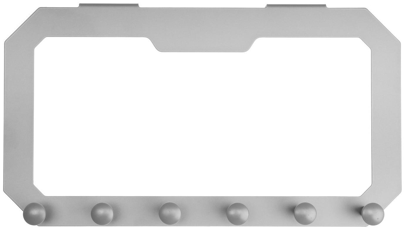 Вешалка на дверь ТУНДРА, 6 крючков, самоклеющаяся, цвет серый