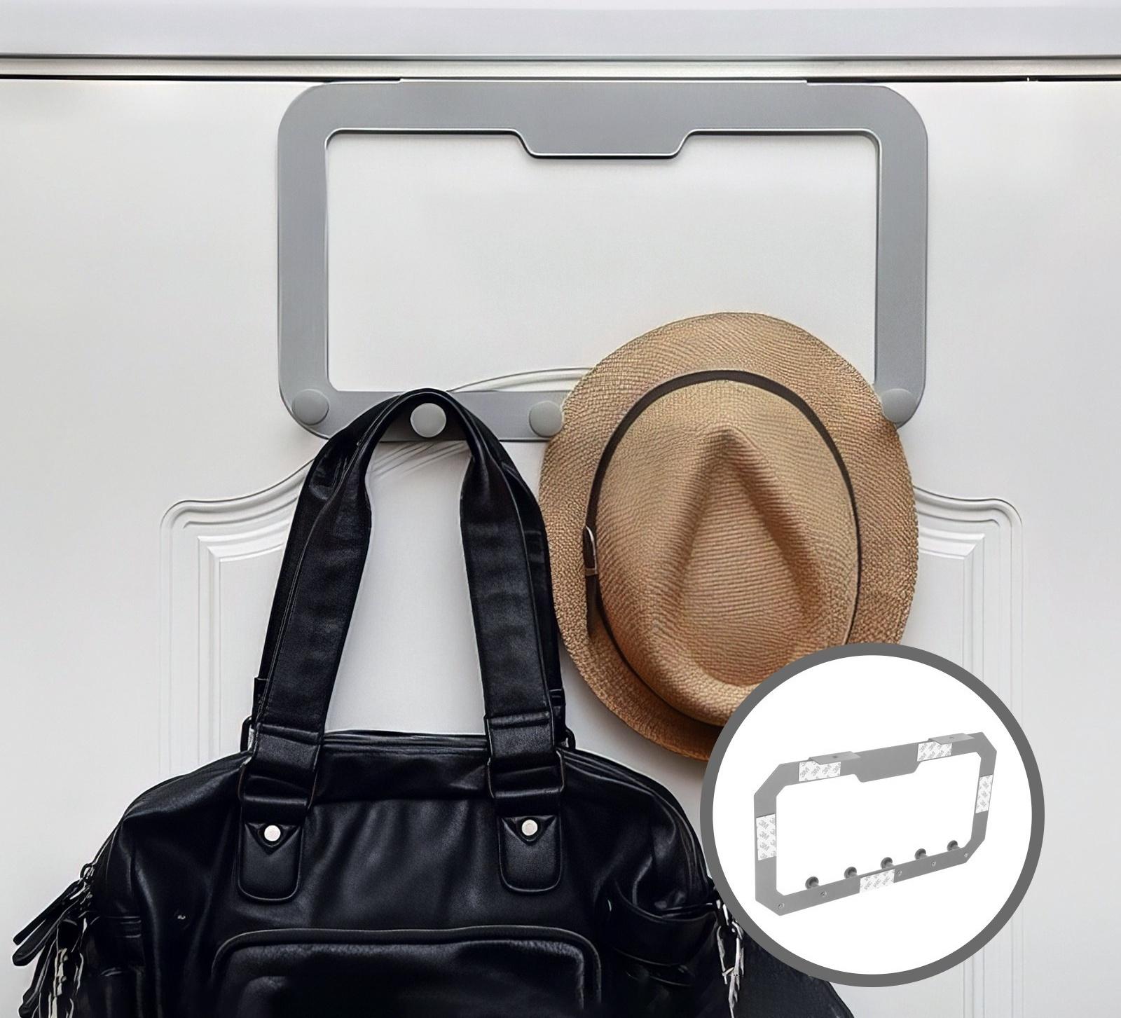 Вешалка на дверь ТУНДРА, 6 крючков, самоклеющаяся, цвет серый