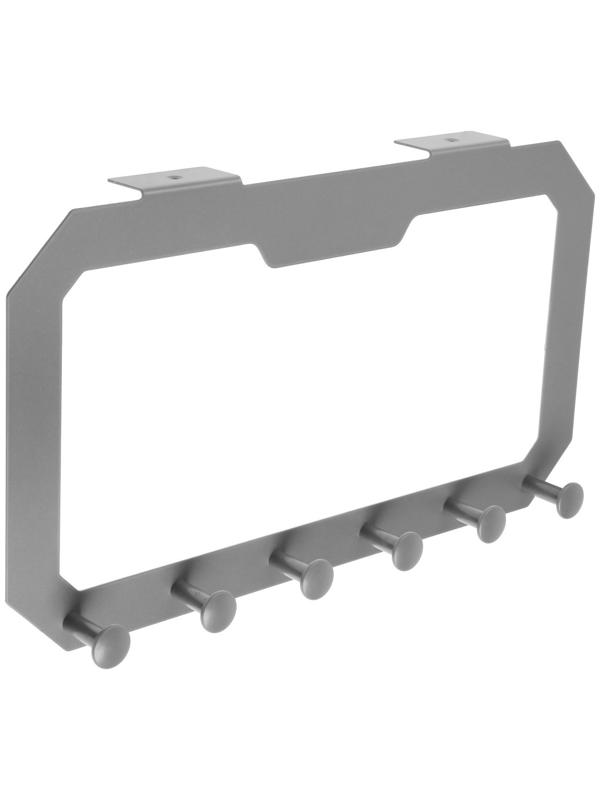 Вешалка на дверь ТУНДРА, 6 крючков, самоклеющаяся, цвет серый