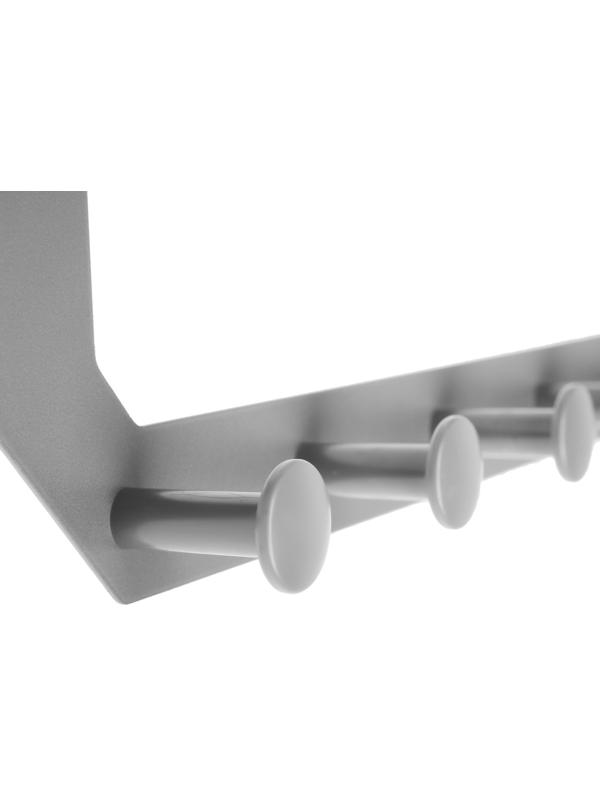 Вешалка на дверь ТУНДРА , 6 крючков, накидная, цвет серый