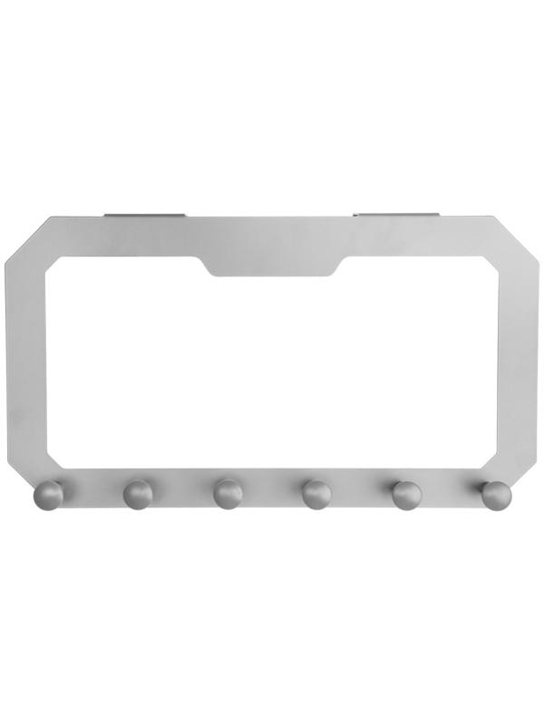 Вешалка на дверь ТУНДРА , 6 крючков, накидная, цвет серый