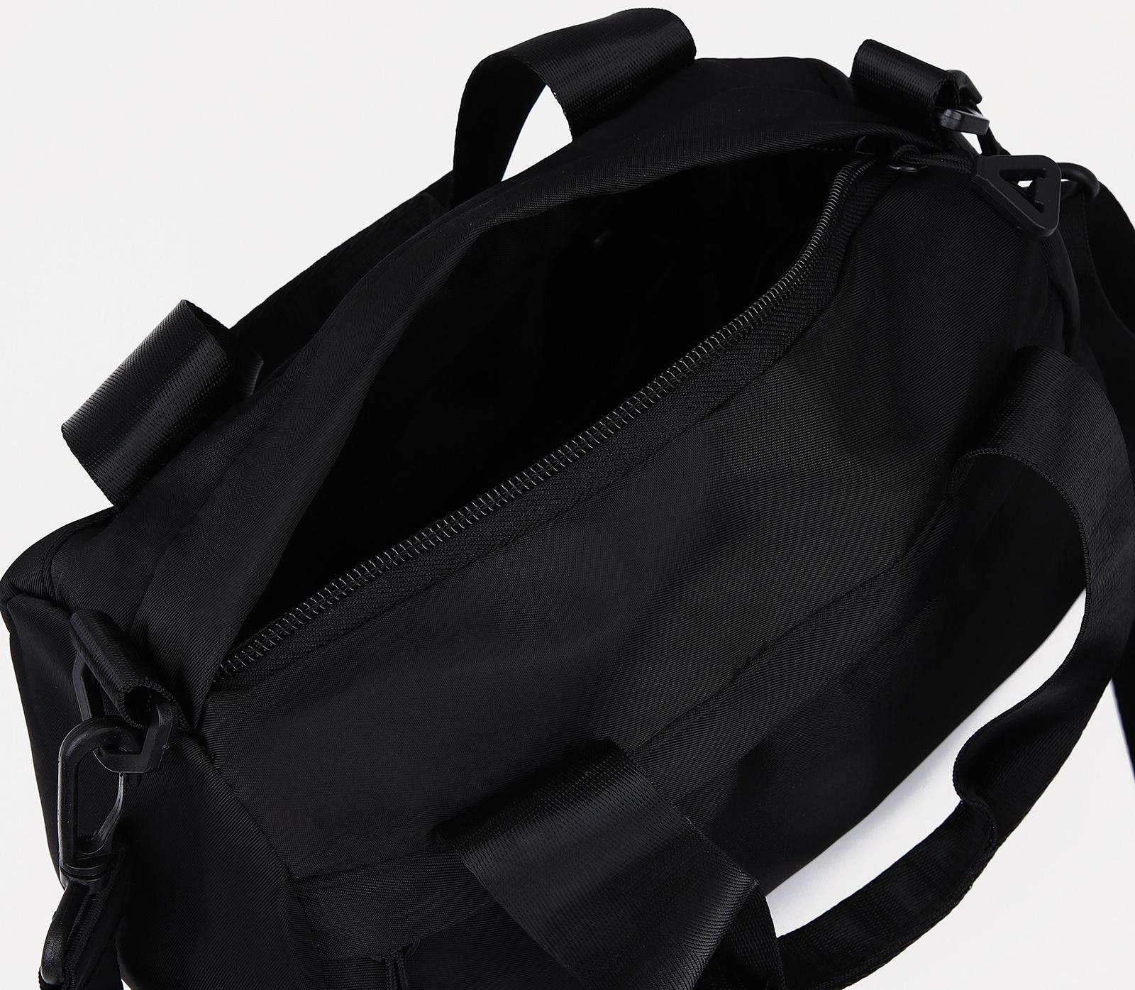 Сумка спортивная на молнии, наружный карман, цвет чёрный