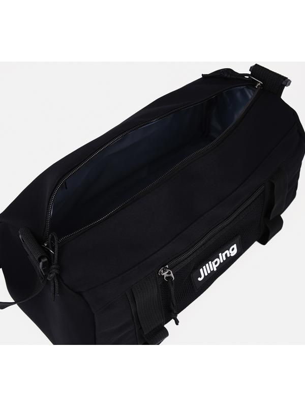 Сумка спортивная на молнии, наружный карман, цвет чёрный