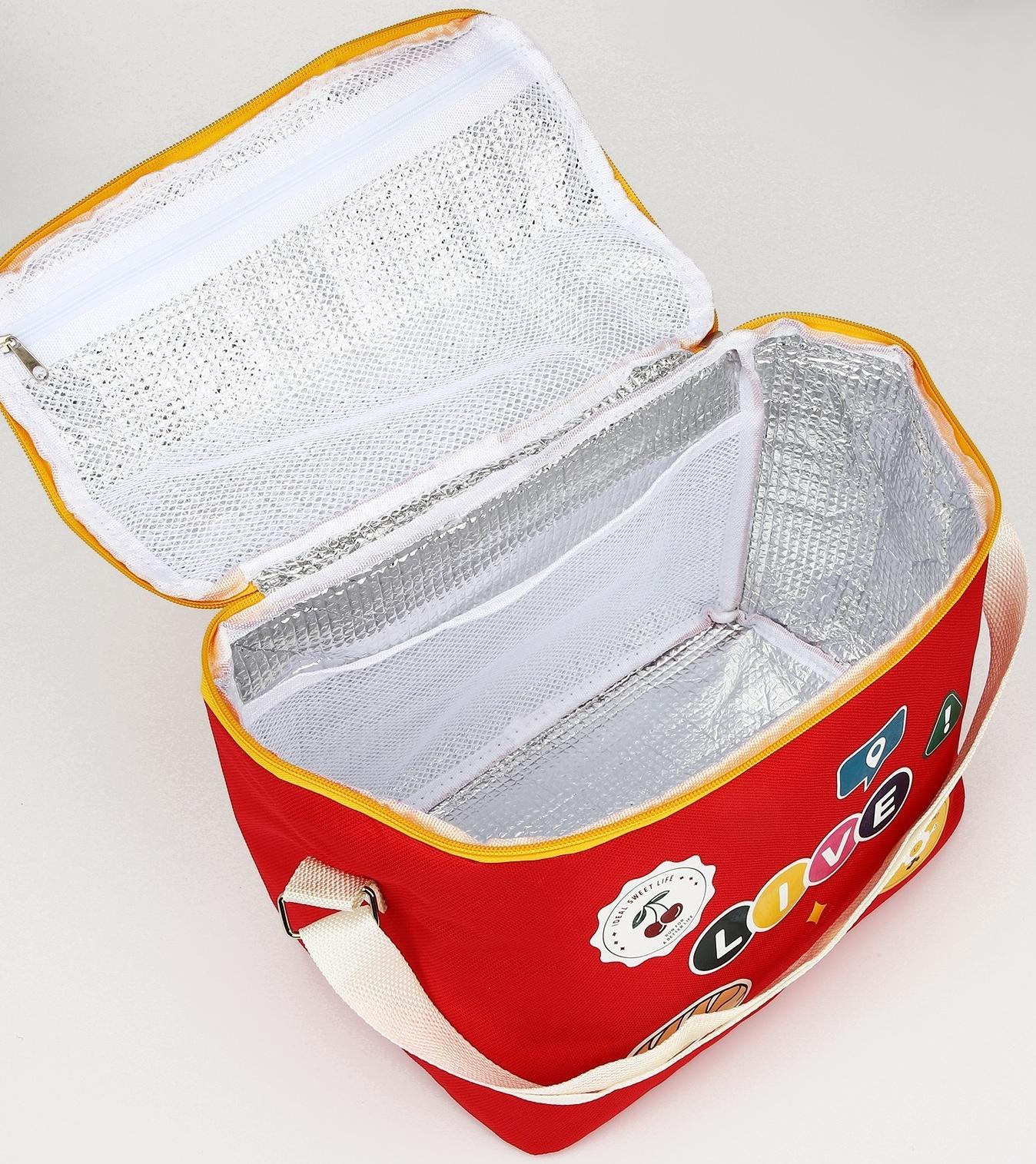 Термосумка на молнии, 10 л, цвет жёлтый/красный