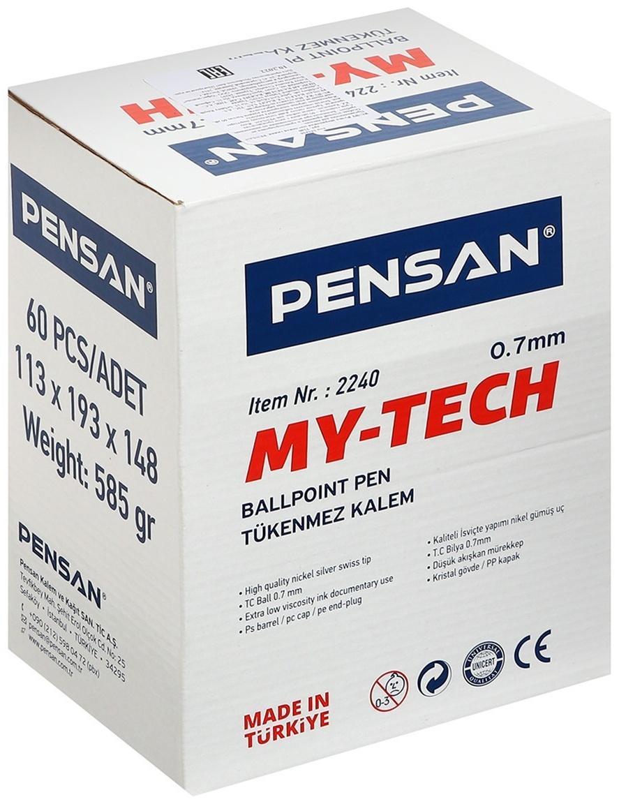 Ручка шариковая масляная Pensan My-Tech, узел-игла 0.7 мм, чернила синие + дисплей