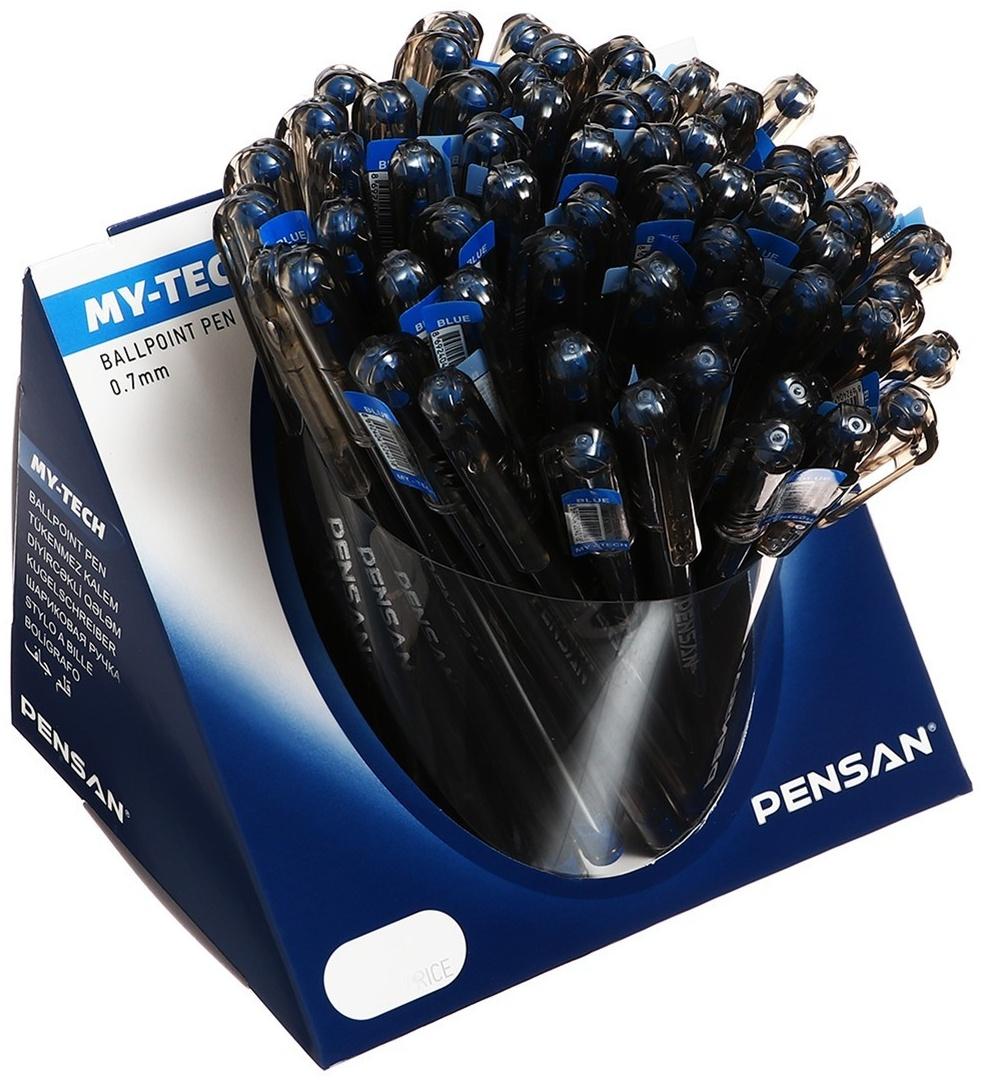 Ручка шариковая масляная Pensan My-Tech, узел-игла 0.7 мм, чернила синие + дисплей
