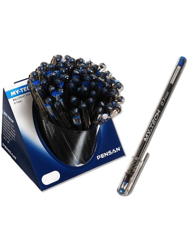 Ручка шариковая масляная Pensan My-Tech, узел-игла 0.7 мм, чернила синие + дисплей