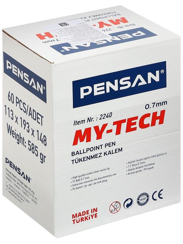 Ручка шариковая масляная Pensan My-Tech, узел-игла 0.7 мм, чернила синие + дисплей