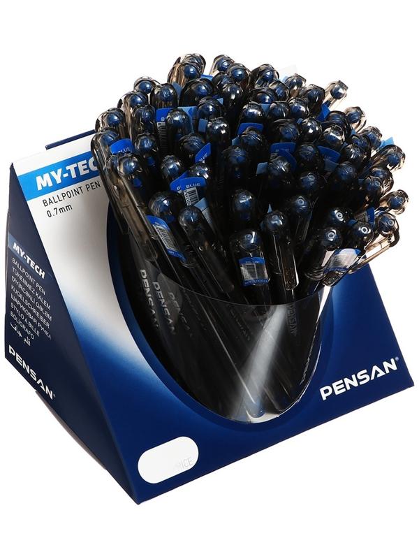 Ручка шариковая масляная Pensan My-Tech, узел-игла 0.7 мм, чернила синие + дисплей