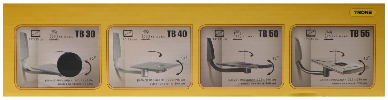 Полка Trone ТВ 30, для аудио-видео аппаратуры, до 25 кг, 298х325 мм, черная