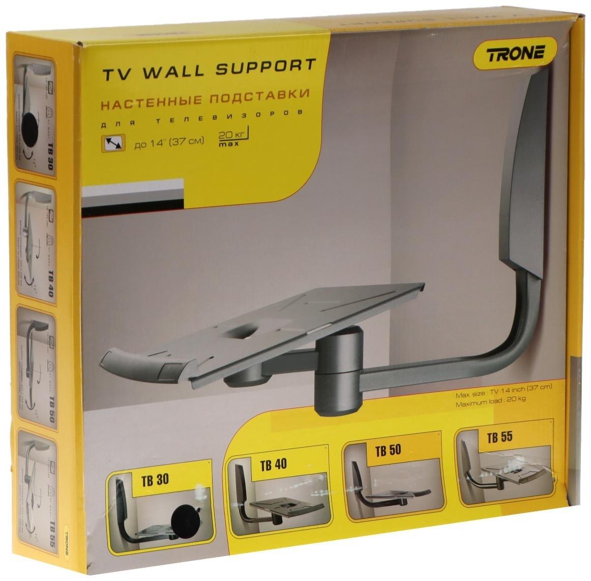 Полка Trone ТВ 30, для аудио-видео аппаратуры, до 25 кг, 298х325 мм, черная