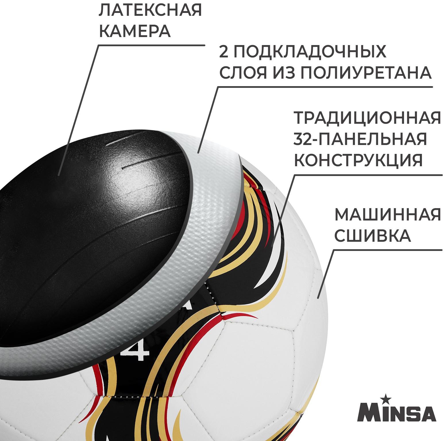 Мяч футбольный MINSA Futsal, PU, машинная сшивка, 32 панели, р. 4