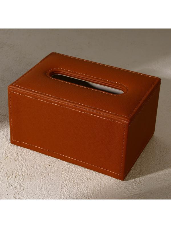 Держатель для салфеток из искусственной кожи, цвет охра