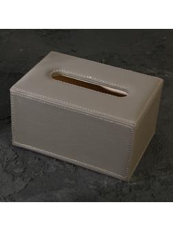 Держатель для салфеток из искусственной кожи, цвет серый