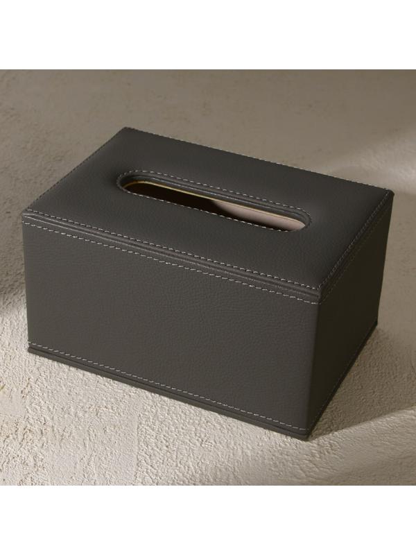 Держатель для салфеток из искусственной кожи, цвет серый