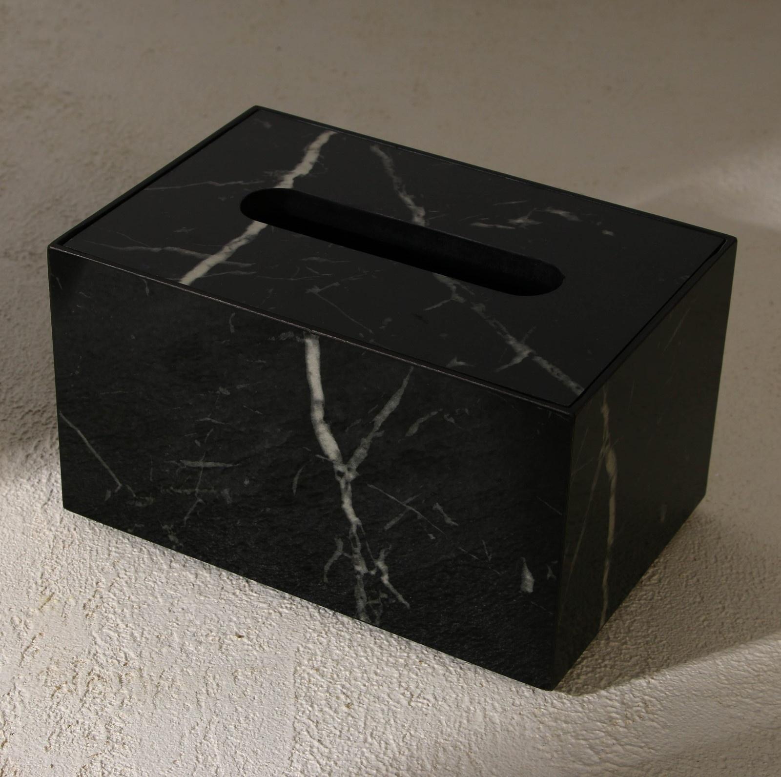 Держатель для салфеток из акрила, цвет черный мрамор