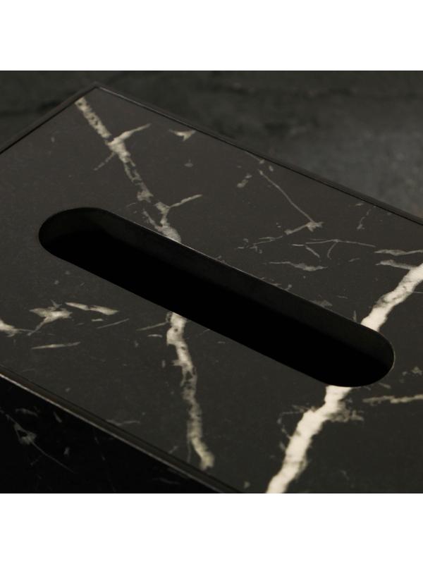 Держатель для салфеток из акрила, цвет черный мрамор